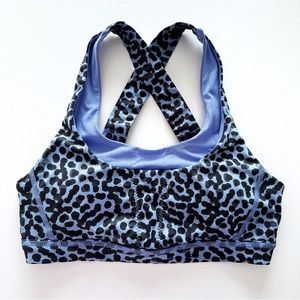 Lululemon Blue Black Leopard Animal Print Sports Bra 6